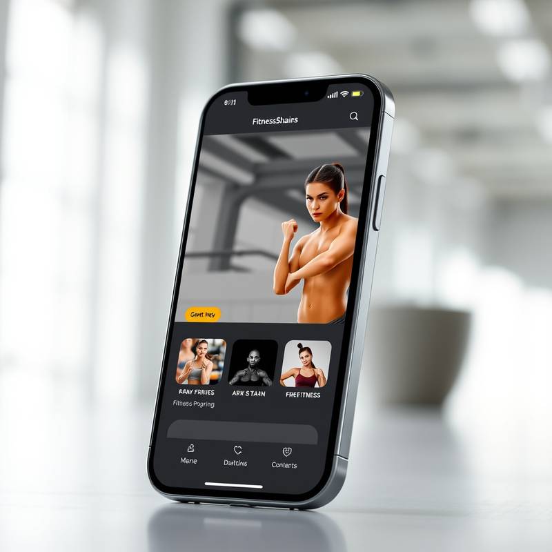 Captura de pantalla de la aplicación móvil para una cadena de gimnasios, FitnessLife
